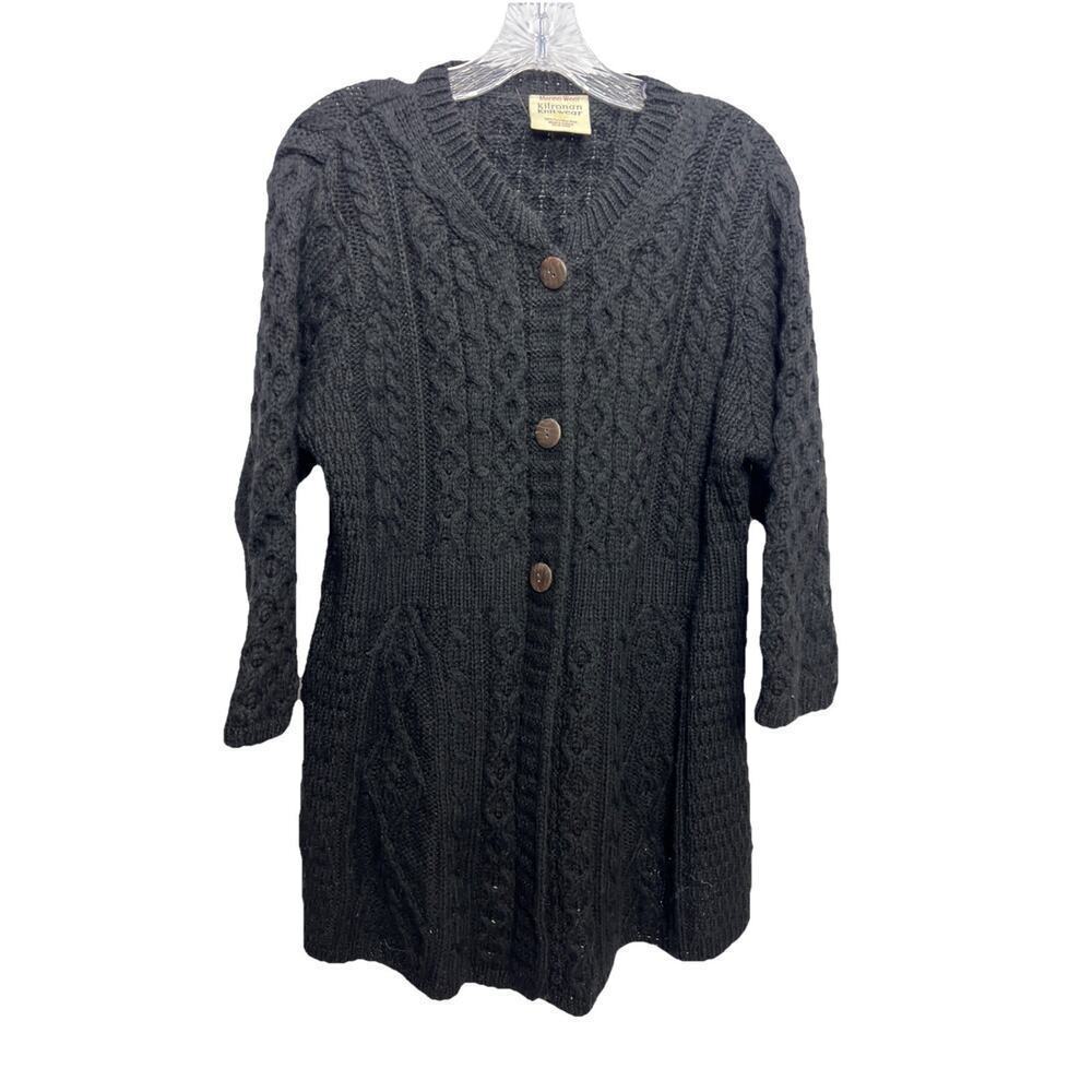 Kilronan Knitwear Sweater Women’s Medium Black 100% Merino Wool Cardigan